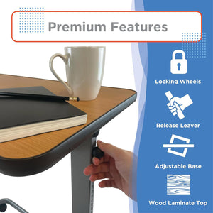 Adjustable Foldable Overbed Table with Tilting Tray